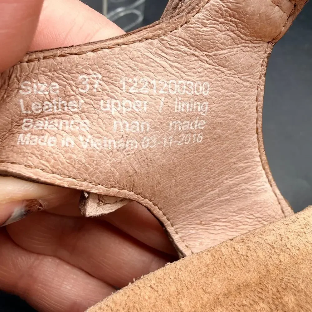 Dansko Leather Wedge Sandals Tan Camel Ankle Strap EU 37 US 6.5-7